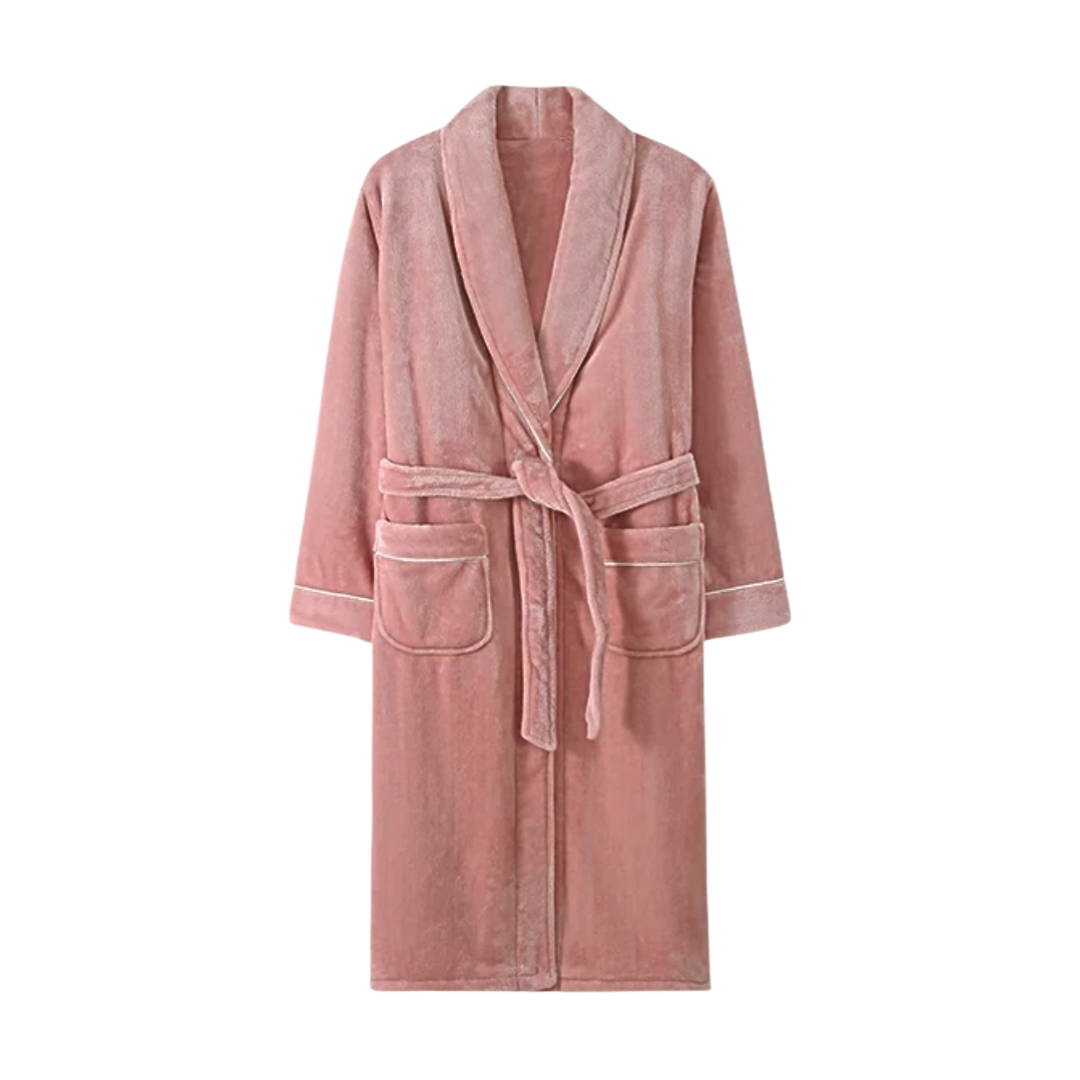 Velvet Coral Fleece Robe - Peach