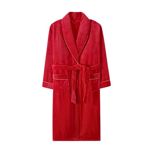 Velvet Coral Fleece Robe - Red
