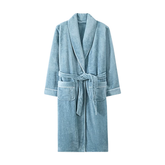 Velvet Coral Fleece Robe - Tidal Blue