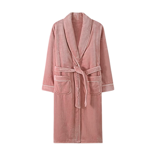 Velvet Coral Fleece Robe - Peach
