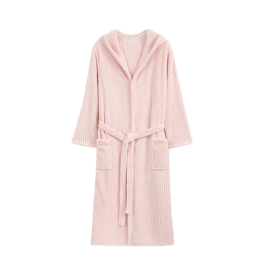 (Pre-order) Waffle Hooded Bathrobe - Baby Pink