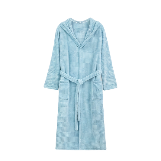 (Pre-order) Waffle Hooded Bathrobe - Sky Blue