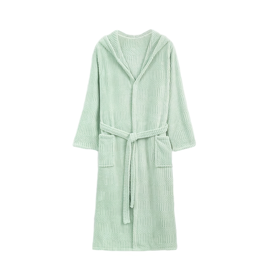 (Pre-order) Waffle Hooded Bathrobe - Cozy Mint